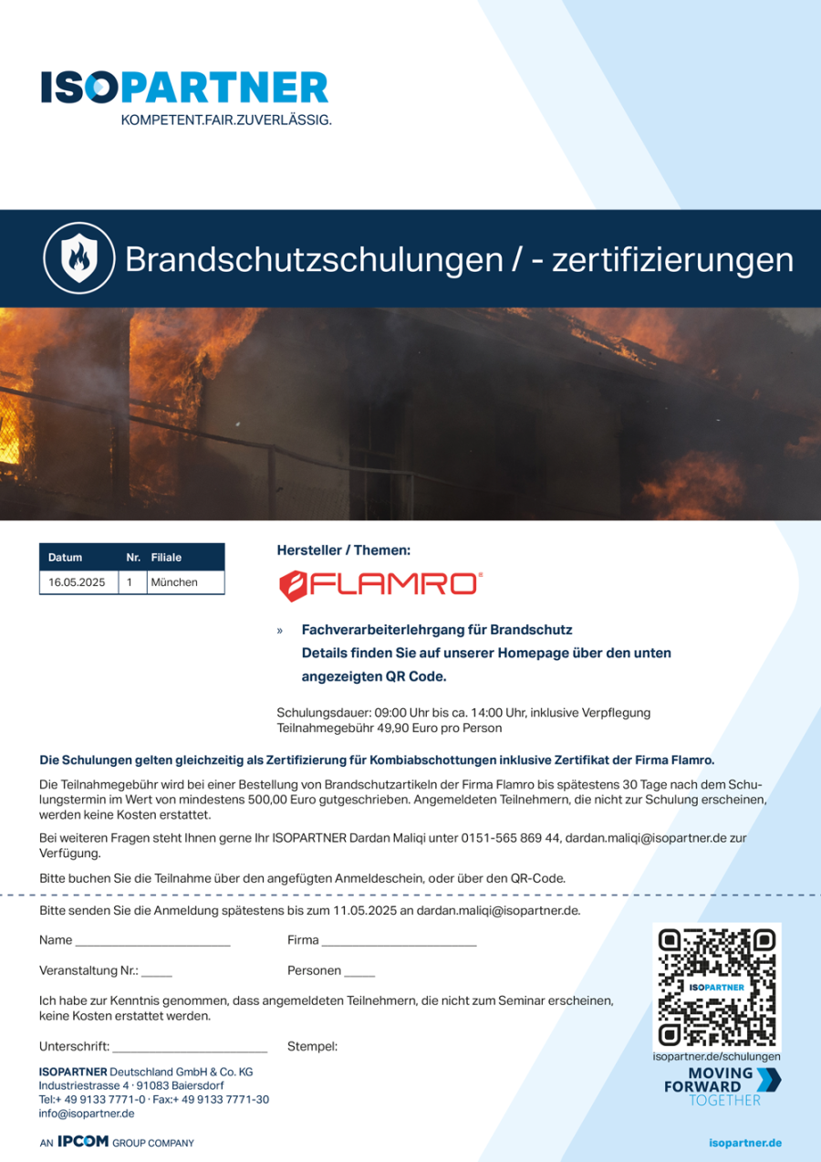 ISOPARTNER Brandschutzschulung mit Flamro