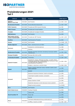 ISOPARTNER - Preisänderungen